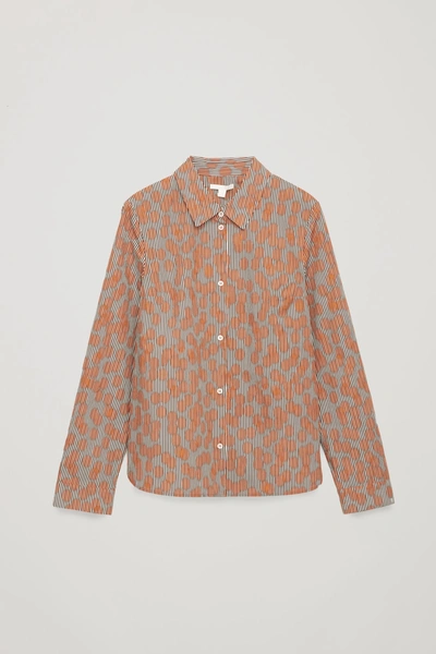 Cos Circle-stripe Print Shirt In Orange