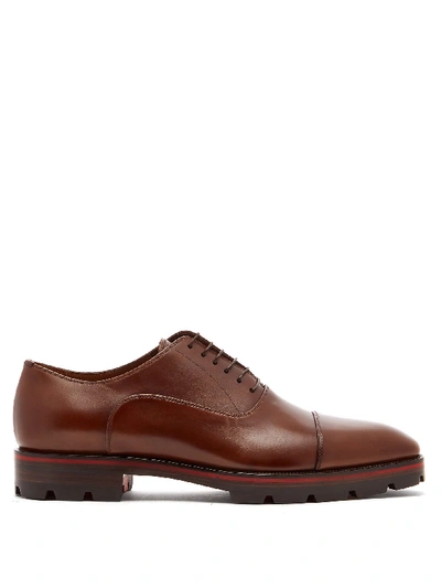 Christian Louboutin Men's Hubertus Leather Lace-up Shoes In Brown