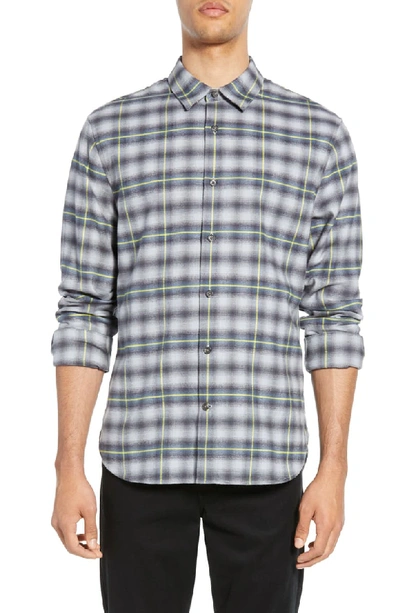 Vince Men's Shadow Plaid Sport Shirt In Gulf Coast