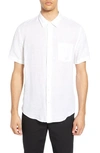 Vince Regular Fit Short Sleeve Linen Sport Shirt In Optic White