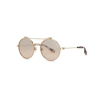 Givenchy gold store tone round sunglasses