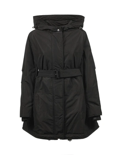 Burberry Hooded Parka Coat In Nero