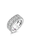 Roberto Coin Byzantine Double Row Diamond Ring In White Gold