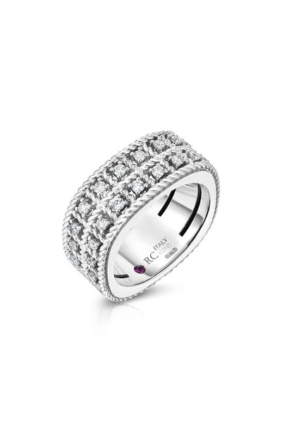 Roberto Coin Byzantine Double Row Diamond Ring In White Gold