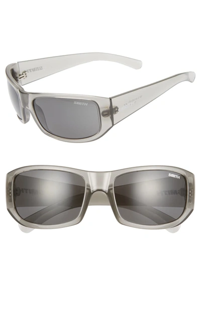 Smith Bauhaus 59mm Chromapop(tm) Polarized Wraparound Sunglasses In Grey Cloud/ Grey