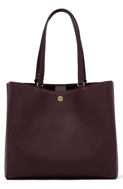 Dagne Dover Large Allyn Leather Tote In Oxblood