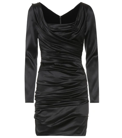 Dolce & Gabbana Stretch Silk Minidress In Black