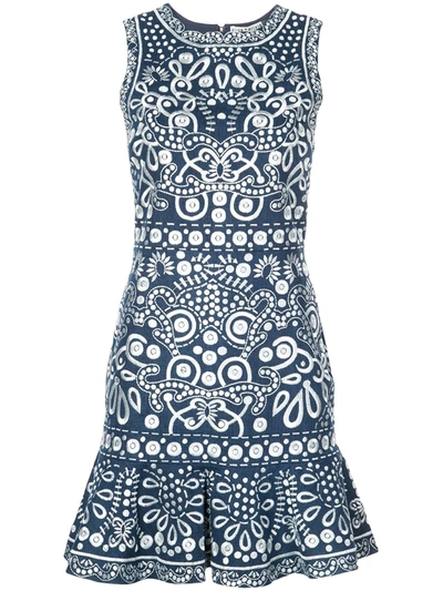 Alice And Olivia Alice+olivia Contrast Embroidery Dress - Blue In Blue Pattern