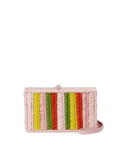 Sophie Anderson Mia Woven Raffia Belt Bag In Pink Pattern