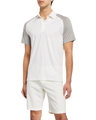 Loro Piana Men's Two-tone Silk/cotton Jersey Polo Shirt In White