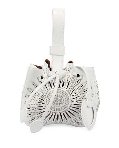 Alaïa Rose Marie Mini Tressor Bucket Bag In White