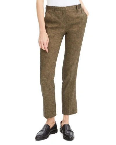 Theory Tailored Textured Straight-leg Trousers In Beige Clay Multi