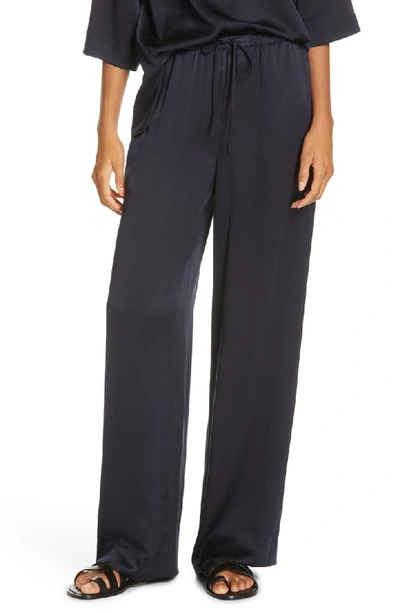 Vince Satin Wide-leg Pajama Pants In Coastal