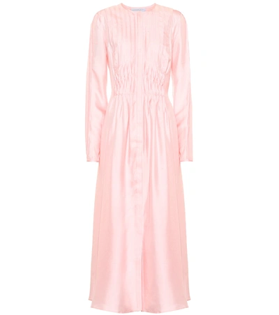 Gabriela Hearst Janis Pleated Silk Midi Dress In Pink