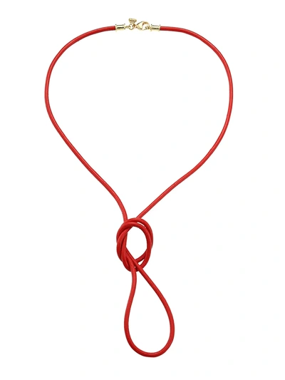 Temple St Clair 18k Yellow Gold Classic Red Leather Cord Necklace, 32 In Red Yellow Gold