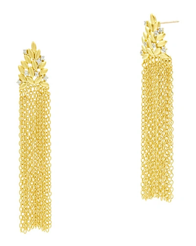 Freida Rothman Fleur Bloom Fringe Drop Earrings In 14k Gold-plated & Rhodium-plated Sterling Silver