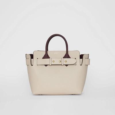 Burberry The Small Tri-tone Leather Triple Stud Belt Bag In Limestone/pale Drift