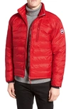 Canada Goose 'lodge' Slim Fit Packable Windproof 750 Down Fill Jacket In Red/ Black