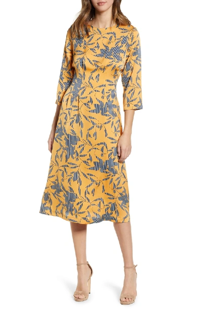 Vero Moda Olivia Floral-print Dress In Golden Nugget