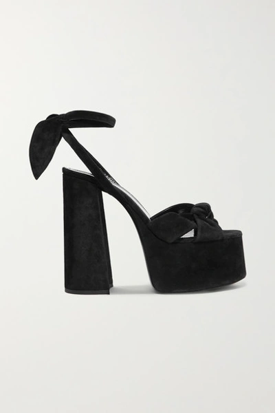 Saint Laurent Paige Suede Platform Sandals In Black