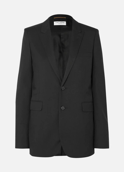Saint Laurent Black Wool Blazer With Contrasting Lapels