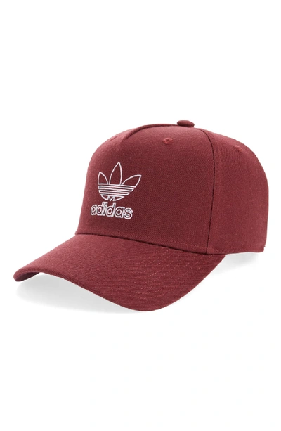 Adidas Originals Dart Precurve Embroidered Cap - Red In Maroon/ White
