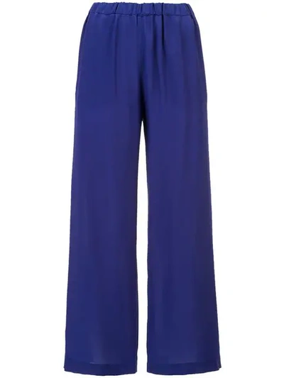 Aspesi Elastic Waist Straight Trousers In Blue