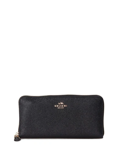 Coach Accordion Leather Wallet In Nero