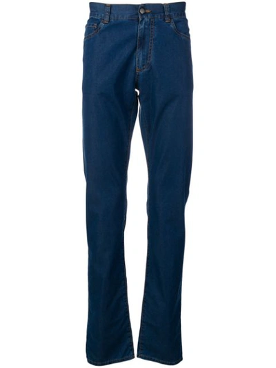 Canali Straight-leg Stretch Jeans In Blue