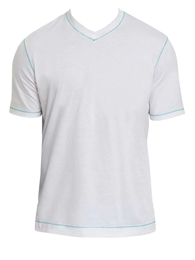 Robert Graham Men's Maxfield Short-sleeve V-neck Shirt In White