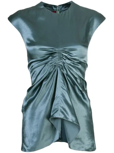 Sies Marjan Vienna Ruched-front Satin Top In Green