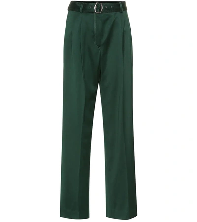 Sies Marjan Blanche Topstitched Wool Wide-leg Trousers In Green