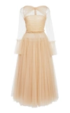 Khaite Jean Cutout Ruched Tulle Gown In Neutral