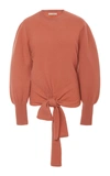 Ulla Johnson Tatiana Tie-detailed Merino Wool Sweater In Pink
