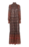 Ulla Johnson Constantine Floral-print Silk-blend Maxi Dress In Navy