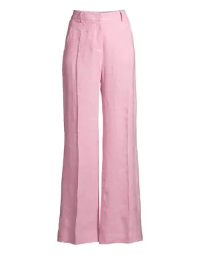 Weekend Max Mara Tonico Flaxlinen Trousers In Pink