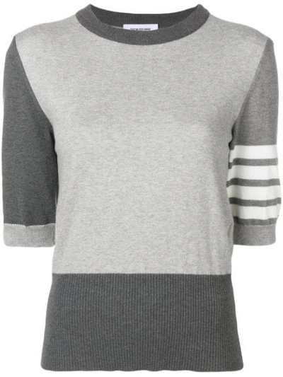 Thom Browne 4-bar Fun-mix Cotton Tee In Grey