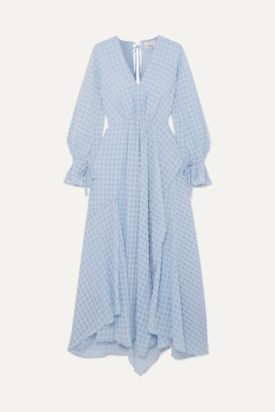 3.1 Phillip Lim / フィリップ リム Long-sleeve Textured Flare Maxi Dress In Oxford Blue