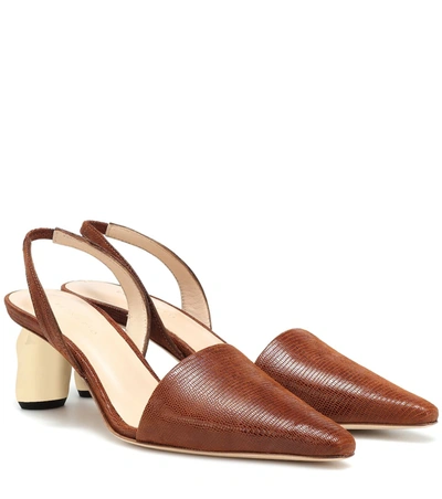 Rejina Pyo Conie 50 Leather Slingback Pumps In Brown