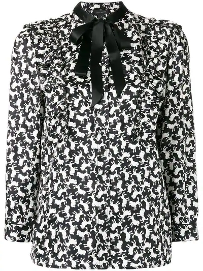 Marc Jacobs Poodle Print Silk Blouse In White