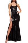 Dress The Population Ingrid Sequin Evening Dress In Black