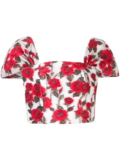 Bambah Floral Cap Bustier In White
