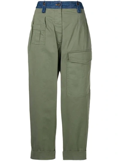 N°21 Denim Waistband Trousers In Green