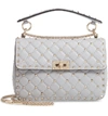 Valentino Garavani Medium Rockstud Matelassé Quilted Leather Crossbody Bag In Pastel Grey