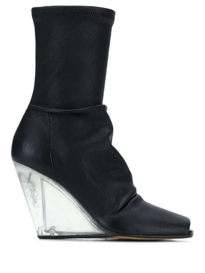 Rick Owens Leather Ankle Boot In Black