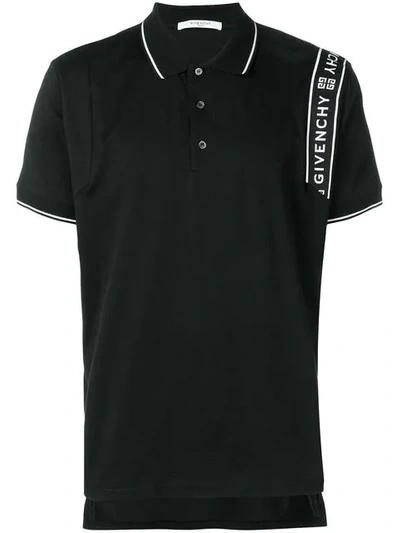 Givenchy Side Logo Stripe Polo Shirt In Black