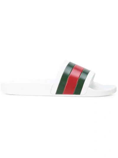 Gucci Web Stripe Slides - White In White