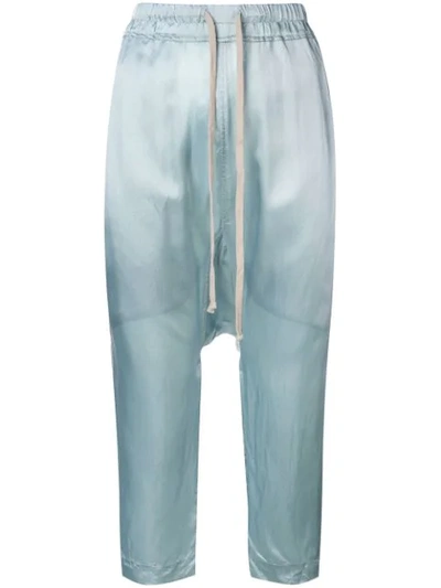 Rick Owens Drop Crotch Cropped Trousers In Blue