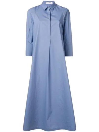 Jil Sander Maxi Shirt Dress In 450 Light/pastel Blue