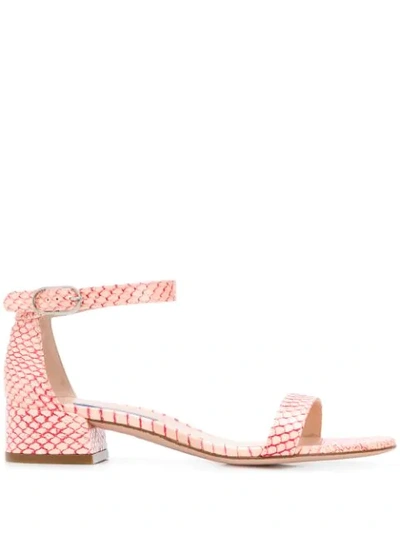 Stuart Weitzman Low Heel Printed Sandals In Pink